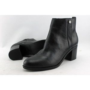 $180 Marc Fisher Samona Women Leather US 7.5 Black Ankle Boots Casual